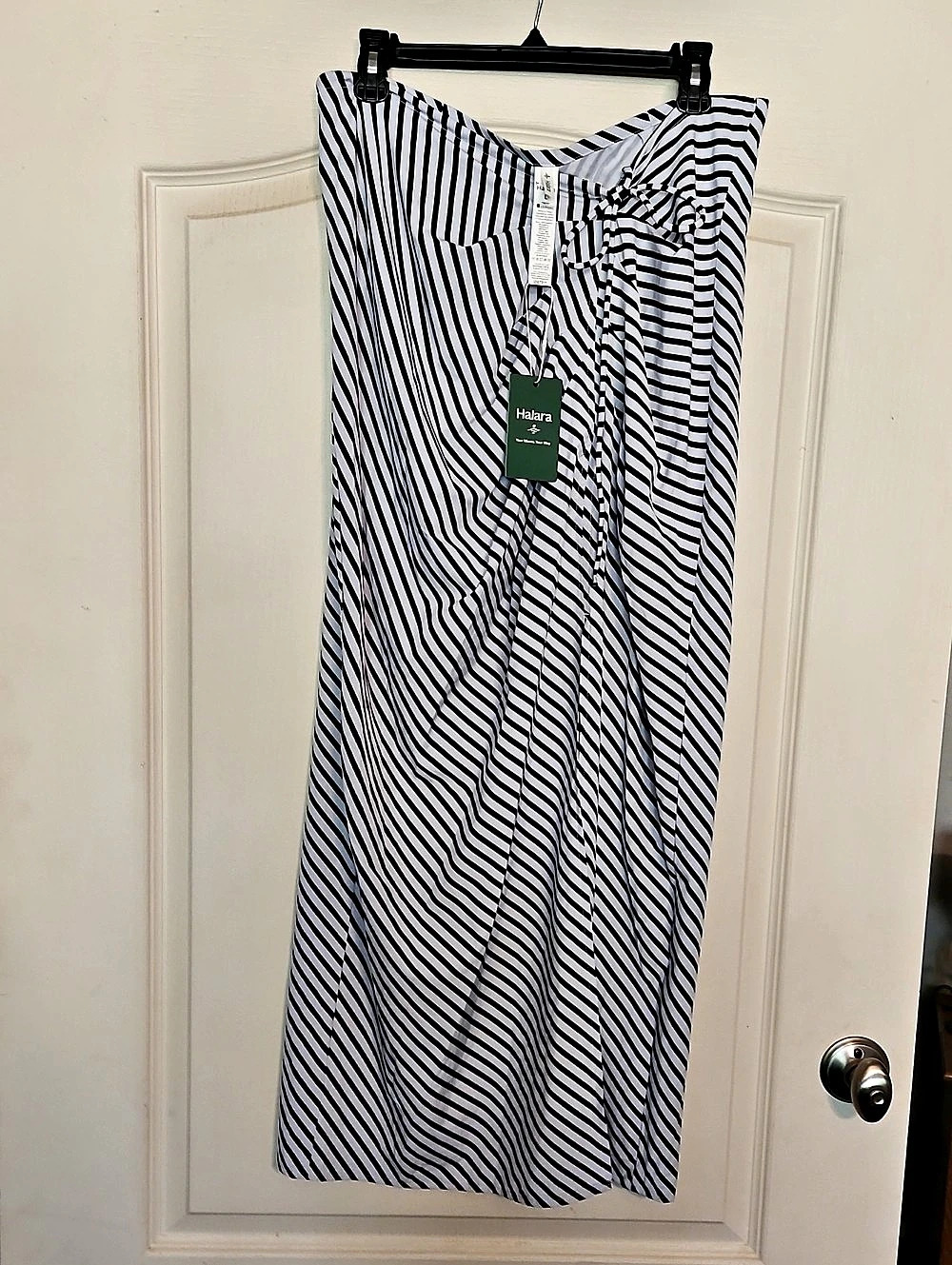 Halara Striped Maxi Skirt in Black & White Size Large NWT